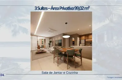Apartamento, 03 suítes, 01 wc social, 02 vagas de garagem beira mar da praia do  cupe