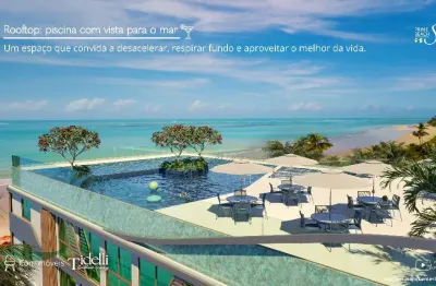 Apartamento studio, 23 m², beira mar de carneiros, vaga para carro elétrico