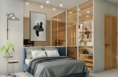 Apartamento 02 quartos, vista piscina pé na areia em muro alto