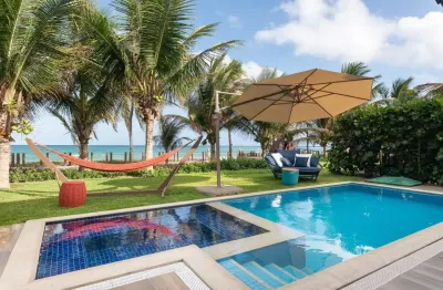 Casa alto padrão frente mar de muro alto, 100% mobiliada, 04 quartos