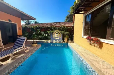Ampla residência 5 suites com piscina na praia do tombo, guarujá sp