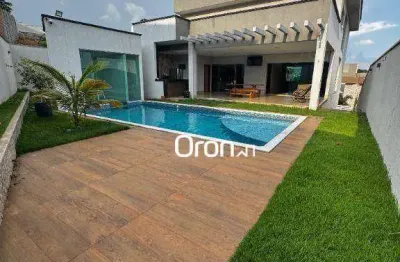Sobrado mobiliado com 4 dormitórios à venda, 475 m² por r$ 3.420.000 - condomínio do lago - goiânia/go