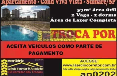 Apartamento venda em sumaré sp residencial viva vista aceita veículos como parte de pagamento