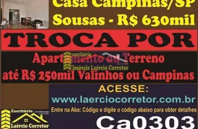 Casa para venda em campinas, jardim atibaia (sousas), 3 dormitórios, 1 suíte, 2 banheiros, 2 vagas