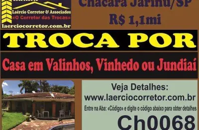 Chácara venda em jarinú sp, bairro jardim bonanca - terreno 1.000m² e 350m² construção