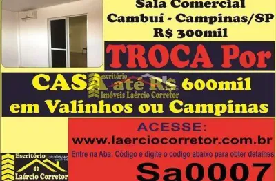 Sala comercial venda em campinas sp, bairro cambuí ou troca por casa em valinhos sp