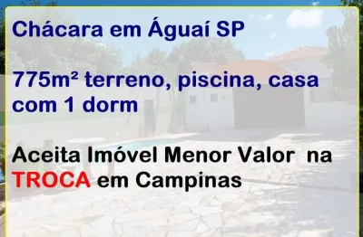 Chácara para venda em aguaí / sp, venda, 775m² terreno - r$ 550.000,00 aceita imóvel menor valor em campinas sp