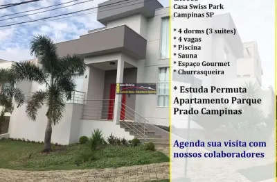 Casa condomínio à venda, swiss park, cond. biel r$ 1.970.000,00, 4 dorms (3 suites), estuda permuta apartamento pq prado