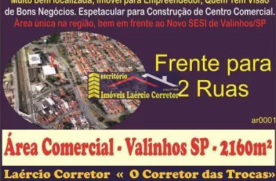 Área venda em valinhos sp, bairro capuava (saída para rodov. d. pedro), frente para rodovia - 2.170m² - r$ 1.900.000,00