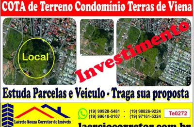 Cota de terreno em condomínio 300m² r$ 199.000,00, com valorização garantida, estuda parcelas e veículos