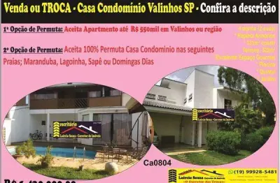 Casa condomínio à venda, condominio maison blanche, 4 dorms (2 suites) - r$ 1.430.000.00 aceita trocas, descrição anunci