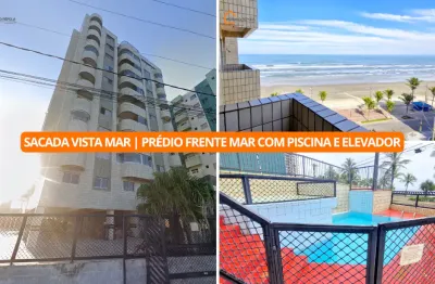 Apartamento com sacada vista mar | prédio frente mar com piscina e elevador