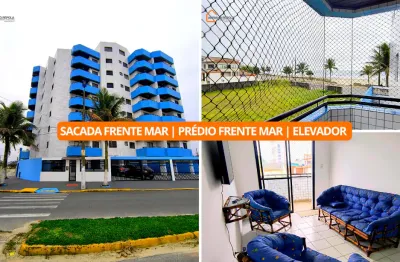 Apartamento com sacada vista mar | prédio frente mar com elevador