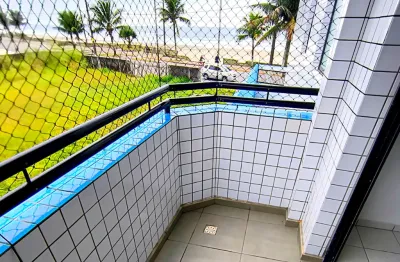 Apartamento com sacada vista mar | prédio frente mar com elevador