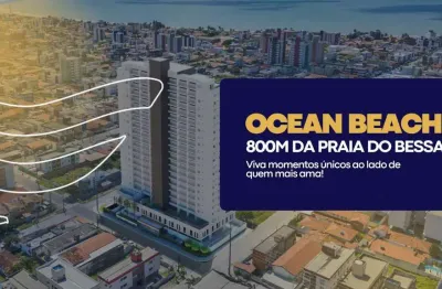 Apartamento à venda no bessa, joão pessoa: 3 quartos, 2 suítes, 2 salas, 2 vagas de garagem, 77,15m² - condomínio ocean beach