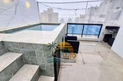 Cobertura reformada a venda na praia das pitangueiras guarujá, vista mar 3 suítes e piscina privativa cod r0213704