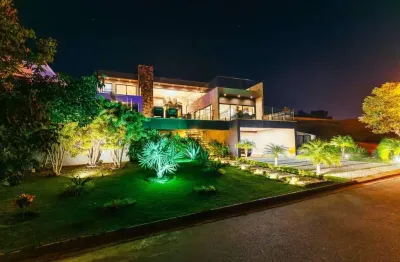 Obra prima da arquitetura com 4 suítes no condomínio fazenda serra zul ii