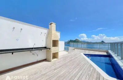 Asset imóveis vende cobertura linear com espaço gourmet, 4 suítes, 305m², por r$ 3.950.000 - charitas - niterói/rj