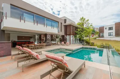 Casa mobiliada de alto padrão no tamboré - 5 suites, 3 salas - porteira fechada