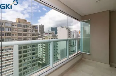 Apto p/ locação c/ 39 m. au, 1 dorm. sala/coz., andar alto, banheiro c/ box.c/ 1 vaga. vila buarque.