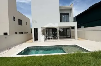 Sobrado novo com 3 suítes, escritório e piscina em condomínio fechado em indaiatuba