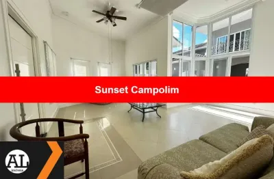 Sobrado à  venda no condomínio sunset no bairro campolim há 600 metros do shopping iguatemi, com 479 m2 de área construída com 4 suítes