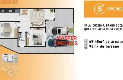 Casa com 2 quartos à venda na curios, masterville, sarzedo por r$ 399.000