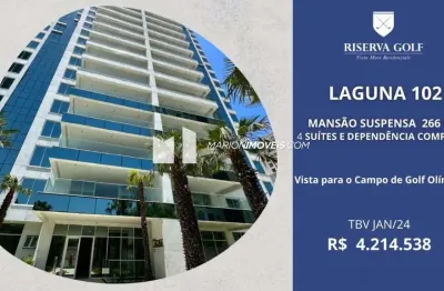 Riserva golf vista mare residenziale, ed. laguna, apartamentos à venda com 4 suítes (1 master com closet), 266,88m², 4 vgs, dep, 2 varandas, alto luxo