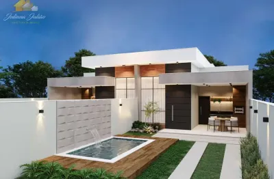 Casa linear em meio terreno, com 3 quartos e piscina, no ouro verde, rio das ostras, rj