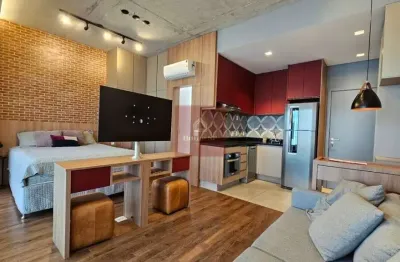 Studio moderno totalmente mobiliado, 1 vaga e com 44m² em moema em andar alto!