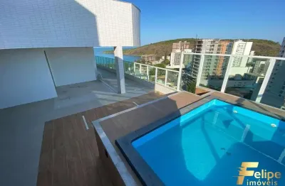 Maravilhosa cobertura com vista para o mar e 4 quartos na praia do morro - guarapari / es