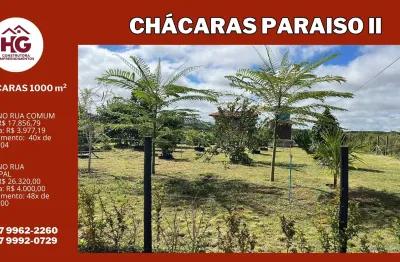Lote chácara 1000m² a partir de r$17.500, paraiso 2 - vitoria da conquista - ba