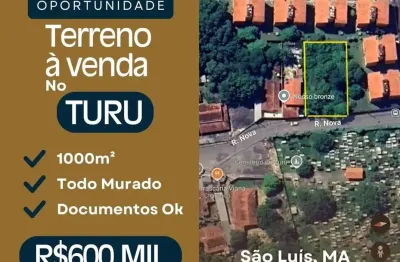 Terreno de 1.000 m² à venda  rua nova, início da estrada do parque vitória  turu, são luis ma