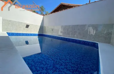 Casa nova 3 dormitórios com piscina, campos elíseos - itanhaém.