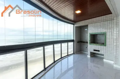 Apartamento 4 dormitórios frente ao mar no centro, mongaguá/sp.