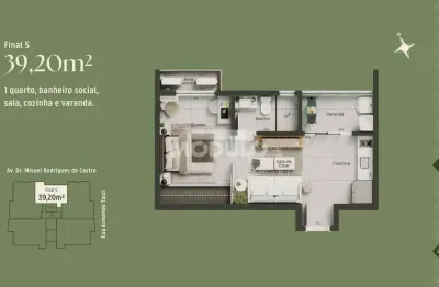 Flat com 1 quarto à venda na Rua Armando Tucci, --, Santa Mônica, Uberlândia