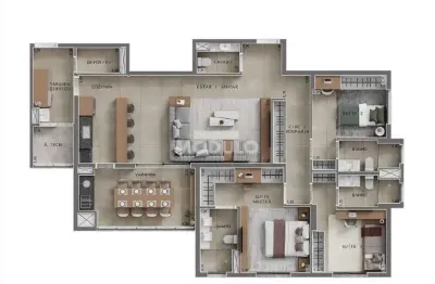 Apartamento à venda, 3 quartos, 3 suítes, 2 vagas, lidice - uberlândia/mg