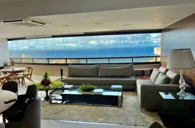 Cobertura a venda no pituba ville com 4 suites mobiliada com vista mar de alto luxo
