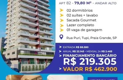 Apto 79,80m2 2 suítes, lavabo, sala, cozinha, varanda gourmet, lazer completo