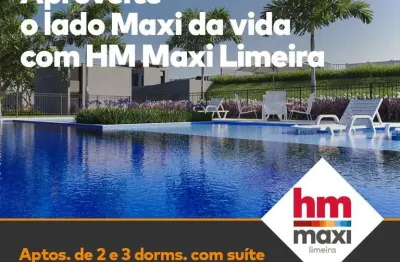 Breve lançamento hm maxi limeira, apartamentos de 65m2 a 82m2, 2 e 3 dormitórios, 1 suíte, varanda gourmet, área de lazer completa