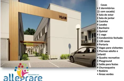 Residencial allegrare, casas sobrados de 59m2 a 82m2, 2 dormitórios, 1 vaga de garagem,área de lazer completa, portaria,vagas de visitantes