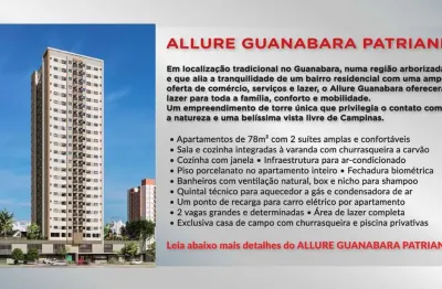 Lançamento allure guanabara aptos 80m2 2 suítes,sala,cozinha integrada a varanda gourmet,lavabo,2 vagas,3 pontos de ar cond,deposito,lazer completo