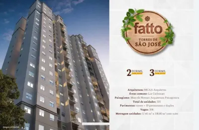 Torres de são jose aptos 2 e 3 dorms c/suíte 57 a 138m2,sala,cozinha,banheiro,1 e 2 vagas descobertas e cobertas