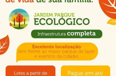 Breve lançamento loteamento parque ecológico, lotes a partir de 192m2, infraestrutura completa, localização privilegiada