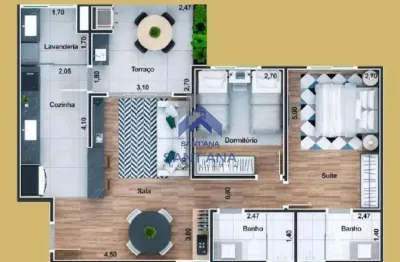 Apartamento de 77m²  em construção com 2 dormitórios sendo 1 suíte no lume residence  na vila jaboticabeira em taubaté/sp