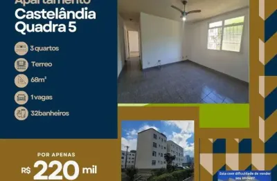 Apartamento com 3 quartos à venda na rua a, 55, castelândia, serra, 68 m2 por r$ 220.000
