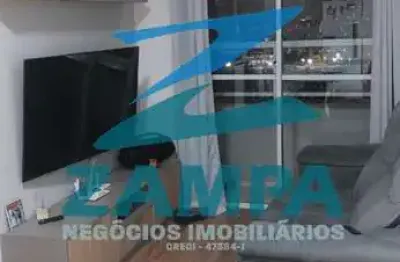 Apartamento mobiliado com 2 quartos, sala com sacada, cozinha planejada e 1 vaga coberta