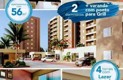 Apartamento com 2 dormitórios à venda, 56 m² por r$ 358.787,91 - indaiá - caraguatatuba/sp