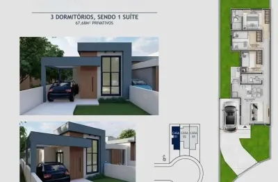 Casa geminada 3 quartos com 1 suíte e 68m² - nova palhoça - imv