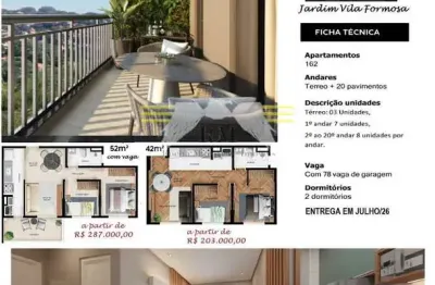 ** APARTAMENTO Á VENDA 42m² COM 2 DORMITORIOS E VAGA DE GARAGEM - Para Mais Informações Corretor Al